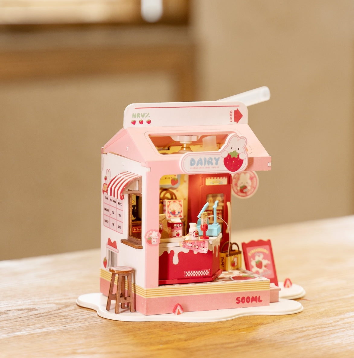 Strawberry Milk Box Robotim Rolife Diy Miniature House