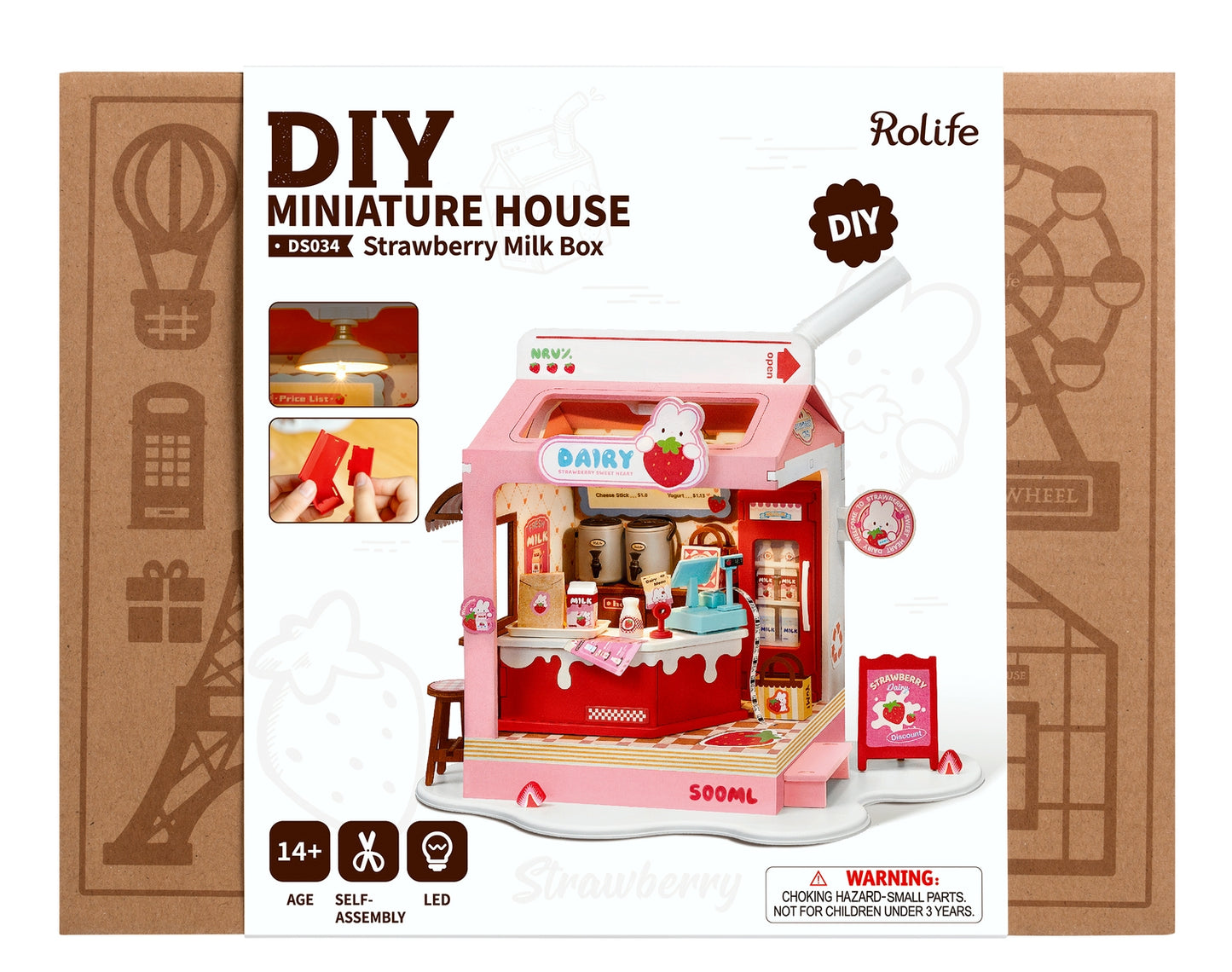 Strawberry Milk Box Robotim Rolife Diy Miniature House