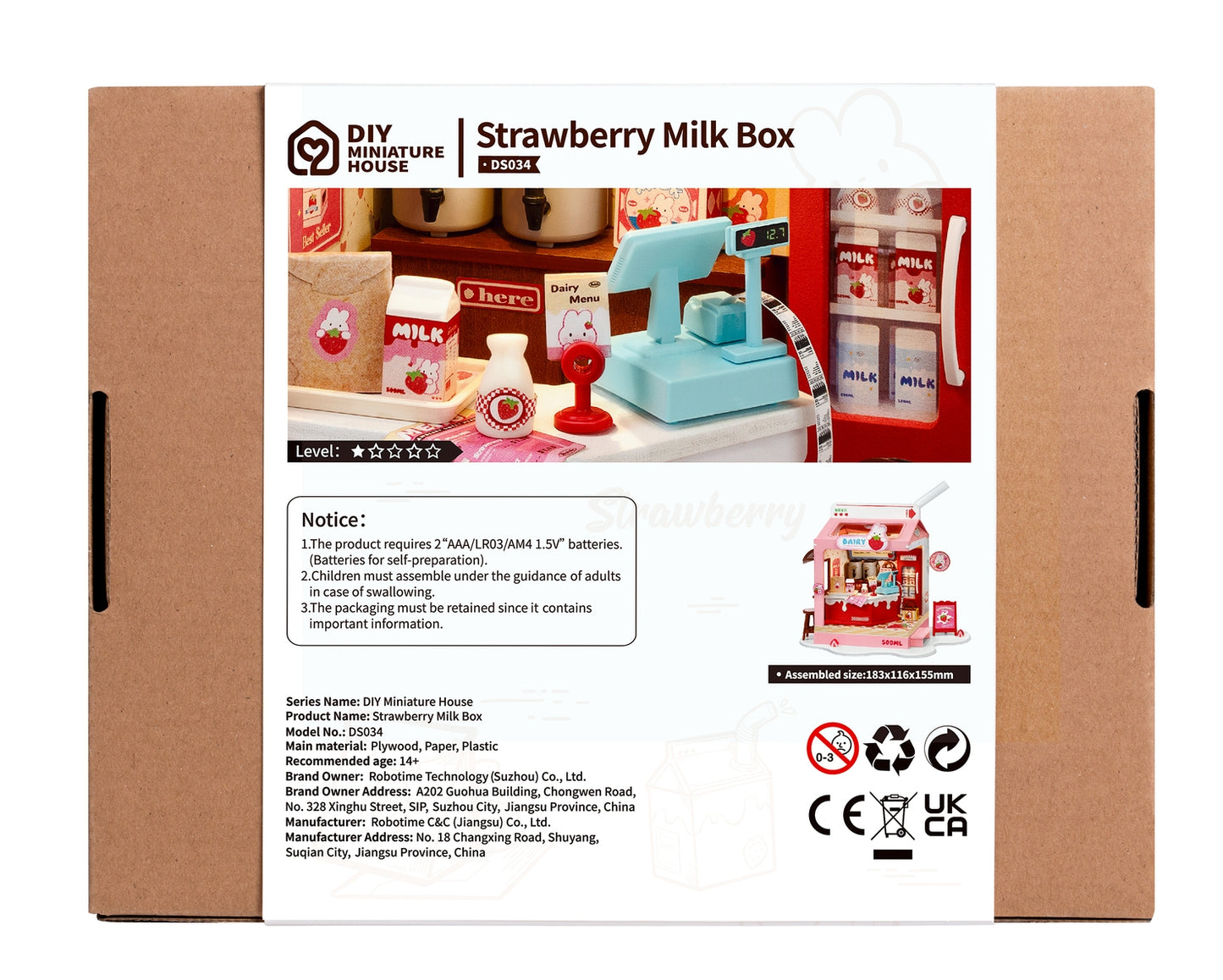 Strawberry Milk Box Robotim Rolife Diy Miniature House