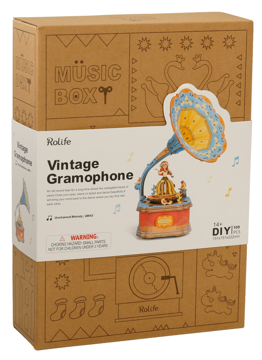 Robotime AM43 Vintage Gramphone Wooden Music Box