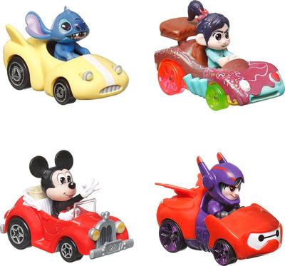 Hot Wheels RacerVerse, Set of 4 Die-Cast Cars with Disney Characters as Drivers