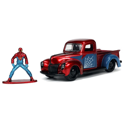 Hollywood Rides 1941 Ford Pickup 1:32 Scale Die-Cast Metal Vehicle with Proto-Suit Spider-Man Figure